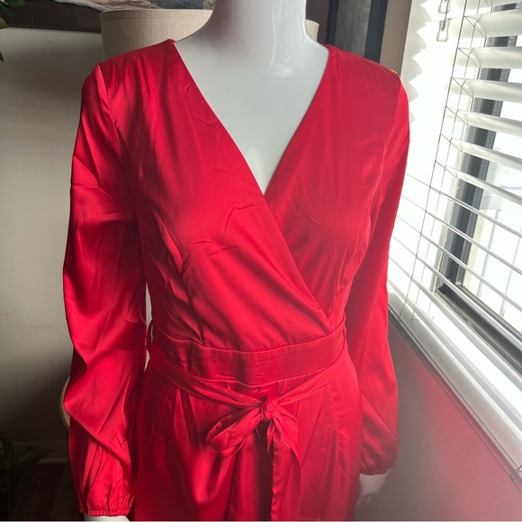 Zesica Red Wrap Style Dress - Picture 6 of 9
